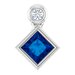 Platinum 4x4 mm Square Natural Blue Sapphire & .03 CT Natural Diamond Pendant